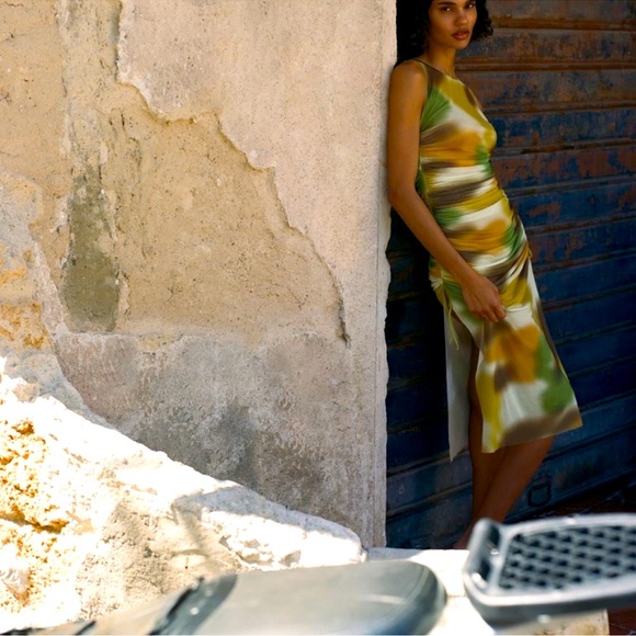 Zara Printed Tulle Dress Size L-XL NWT - Picture 9 of 11